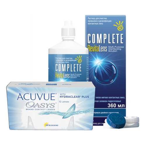 Контактные линзы Acuvue Oasys 12 линз R 8.4 +2.25 + Раствор Complete RevitaLens 360 мл в АСНА