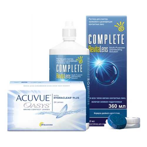 Контактные линзы Acuvue Oasys 24 линзы R 8.4 +4.00 + Раствор Complete RevitaLens 360 мл в АСНА